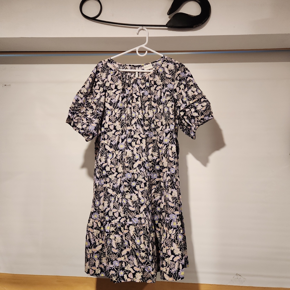 Ava & Viv Black and Cream Floral Midi Dress